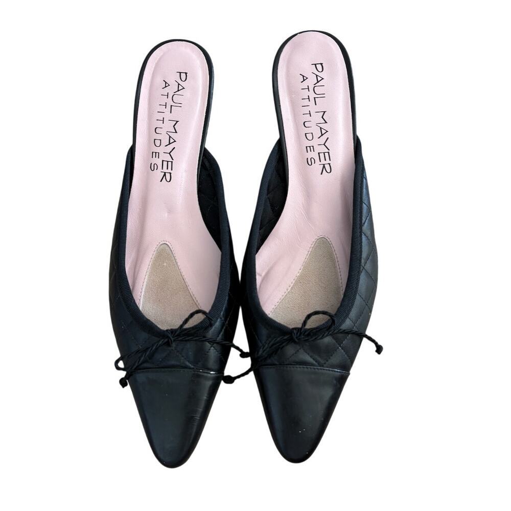 Paul Mayer Attitudes Quilted Bow Mules Black 9B Spain